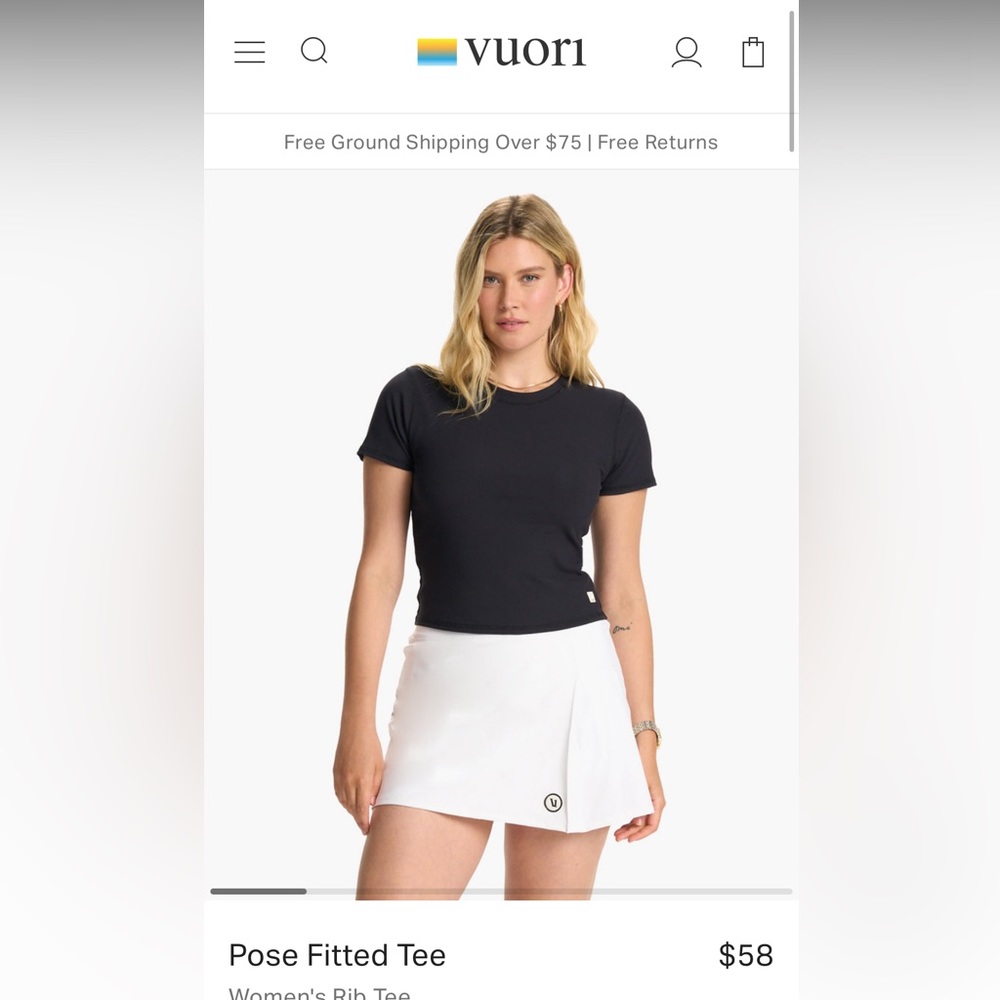 Vuori Pose Fitted Tee Sz Small Black